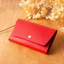 シンプルなマチつきカードケース 名刺入れ　Patan-card マチつき #Red【入学祝】【就職祝】【カスタム可能なギフト】