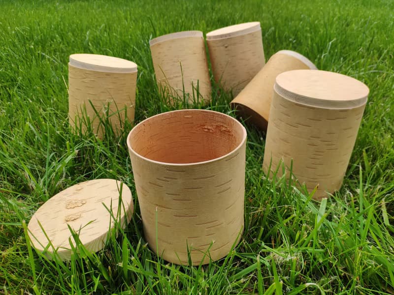 Birch bark box, birch bark canister, tea box