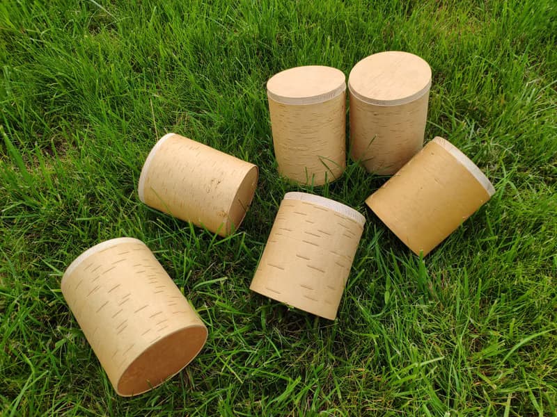 Birch bark box, birch bark canister, tea box