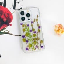 紫花綠葉手工押花手機殼 適用於iPhone 16 Pro Samsung S25 A35