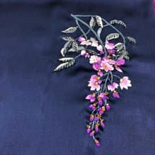 【母親節禮盒】日本紫藤紫檀花刺繡釘珠真絲圍巾絲巾