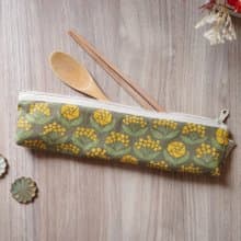 午後小花 棕 - 餐具袋 環保餐具袋 | 海柏手作