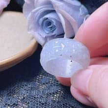 冰種白翡雕花翡翠戒指戒圈 | 國際15.5圍 | 天然緬甸玉翡翠A貨