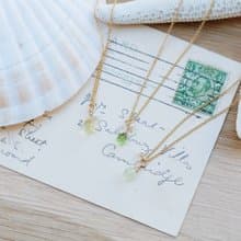 生日石 寶石項鍊 橄欖石 | 黃水晶 | 葡萄石 14K 包金 可碰水