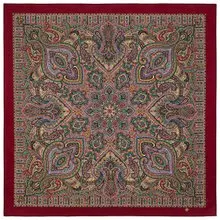 Original Pavlovo Posad Russian Shawl 100% Wool Woolen Scarf 125x125 cm 2044-6 N