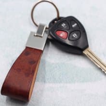 巧克力布朗尼 亮銀色單環皮革鑰匙圈