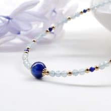 藍晶石 海藍寶 青金石 美國14KGF 極細天然石手鍊