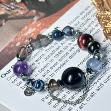 彩虹光影水晶設計手鍊 - 太陽骨幹熊熊、彩曜石、金運石