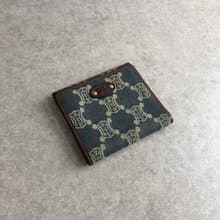 【 日本直送　名牌中古包 】CELINE セリーヌ パリマカダム 財布 インディゴ キャンバス 二つ折り財布 vintage ヴィンテージ zbp5r8