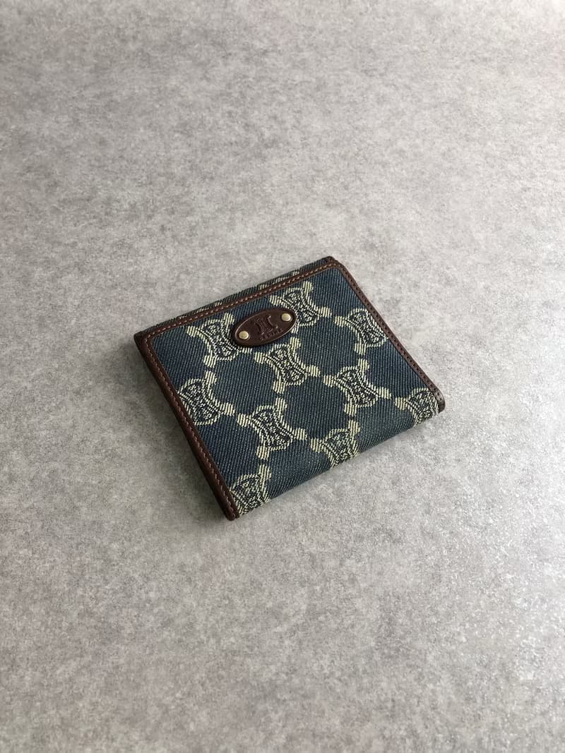 【 日本直送　名牌中古包 】CELINE セリーヌ パリマカダム 財布 インディゴ キャンバス 二つ折り財布 vintage ヴィンテージ zbp5r8