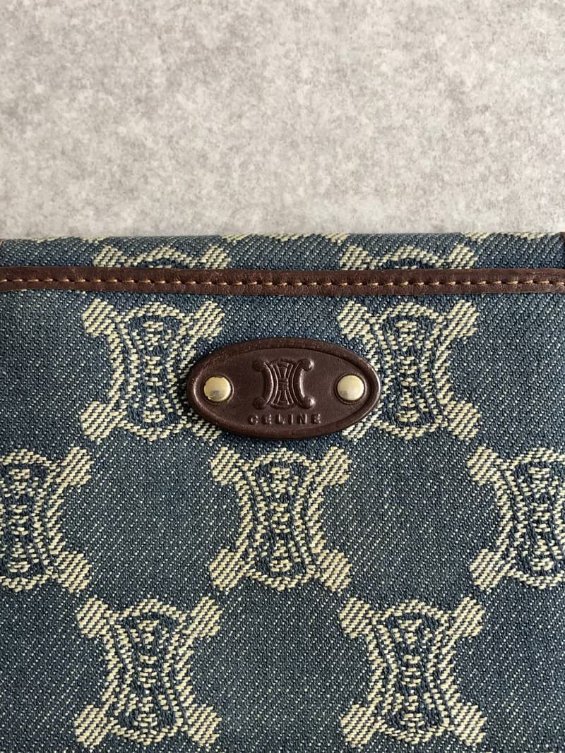 【 日本直送　名牌中古包 】CELINE セリーヌ パリマカダム 財布 インディゴ キャンバス 二つ折り財布 vintage ヴィンテージ zbp5r8