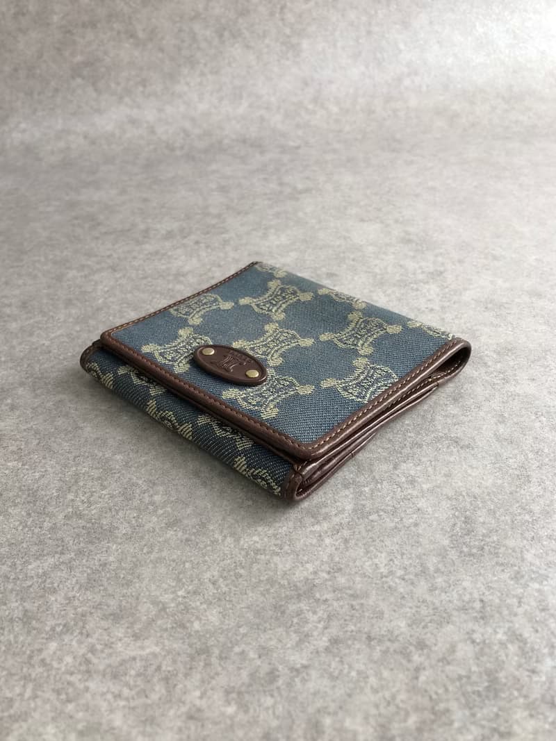 【 日本直送　名牌中古包 】CELINE セリーヌ パリマカダム 財布 インディゴ キャンバス 二つ折り財布 vintage ヴィンテージ zbp5r8