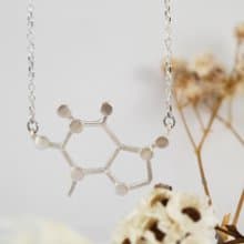 咖啡系 -咖啡因分子- 化學符號項鍊 純銀手作飾品