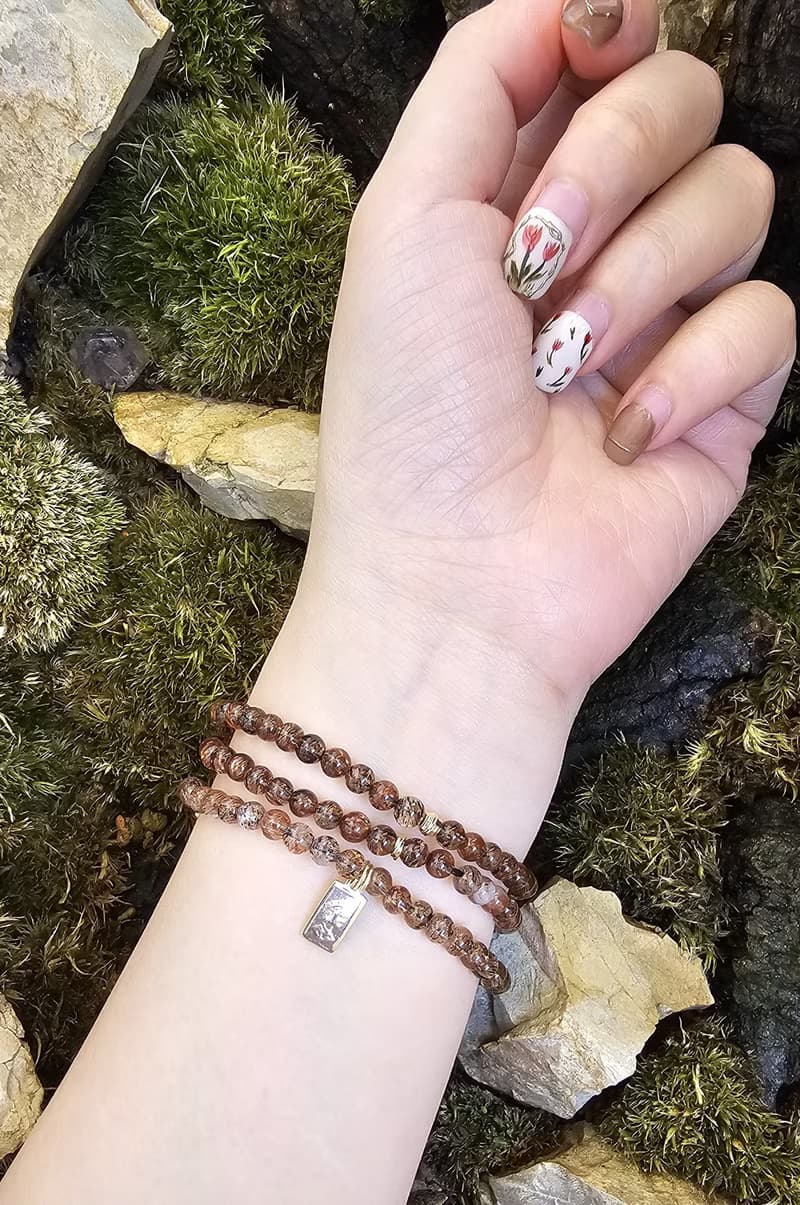 高品黑金碧璽髮晶(黑金超七)三圈款-圖片為單條實拍/豐盛招財水晶