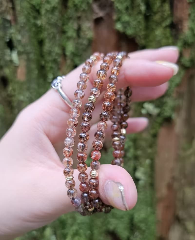 高品黑金碧璽髮晶(黑金超七)三圈款-圖片為單條實拍/豐盛招財水晶