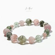 莓果薄荷特調-綠幽靈.草莓晶.綠髮晶.粉晶 設計款手鍊