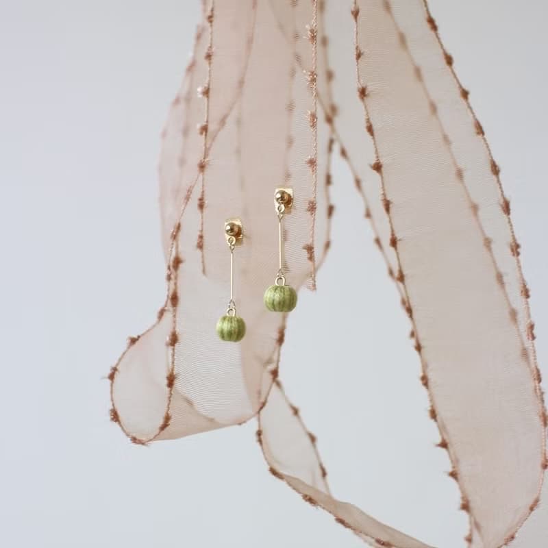 串珠耳飾_果實系列/甜瓜綠/beading earing