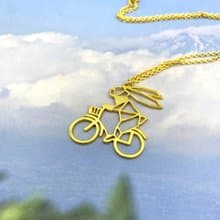 Rabbit riding bicycle Necklace, Animal Jewelry, Gift for her
