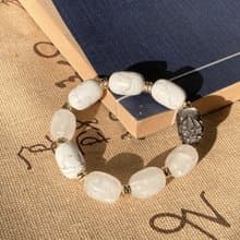 【漫天半生雪。中性手鏈】白松石、白水晶、銀曜石|925純銀、貔貅