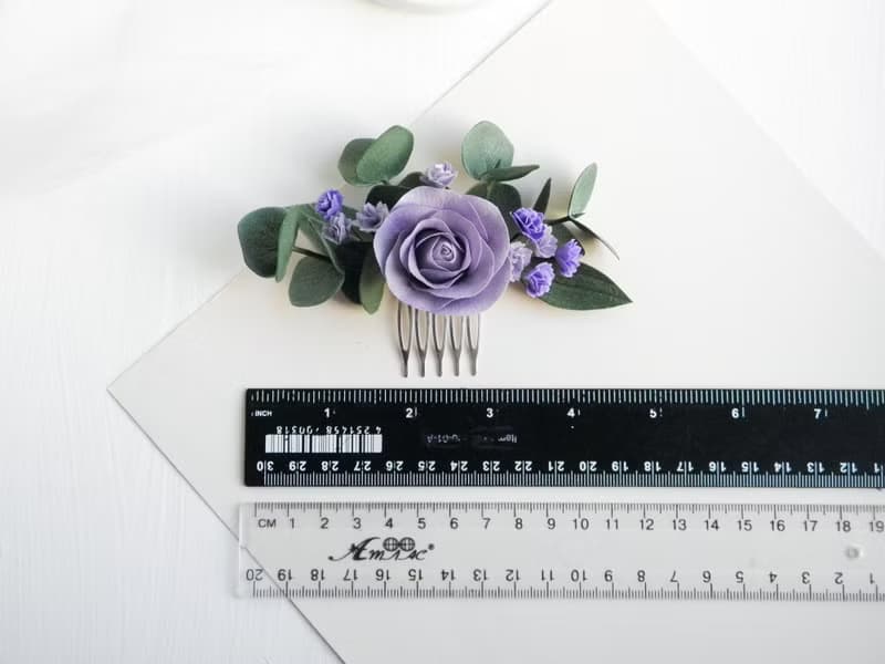 Pink wedding hair comb Flower bridal hair piece Rose comb for bride