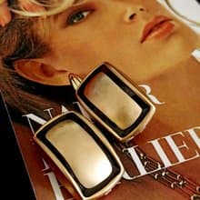 vintage jewelry  古董幾何造型夾式耳環