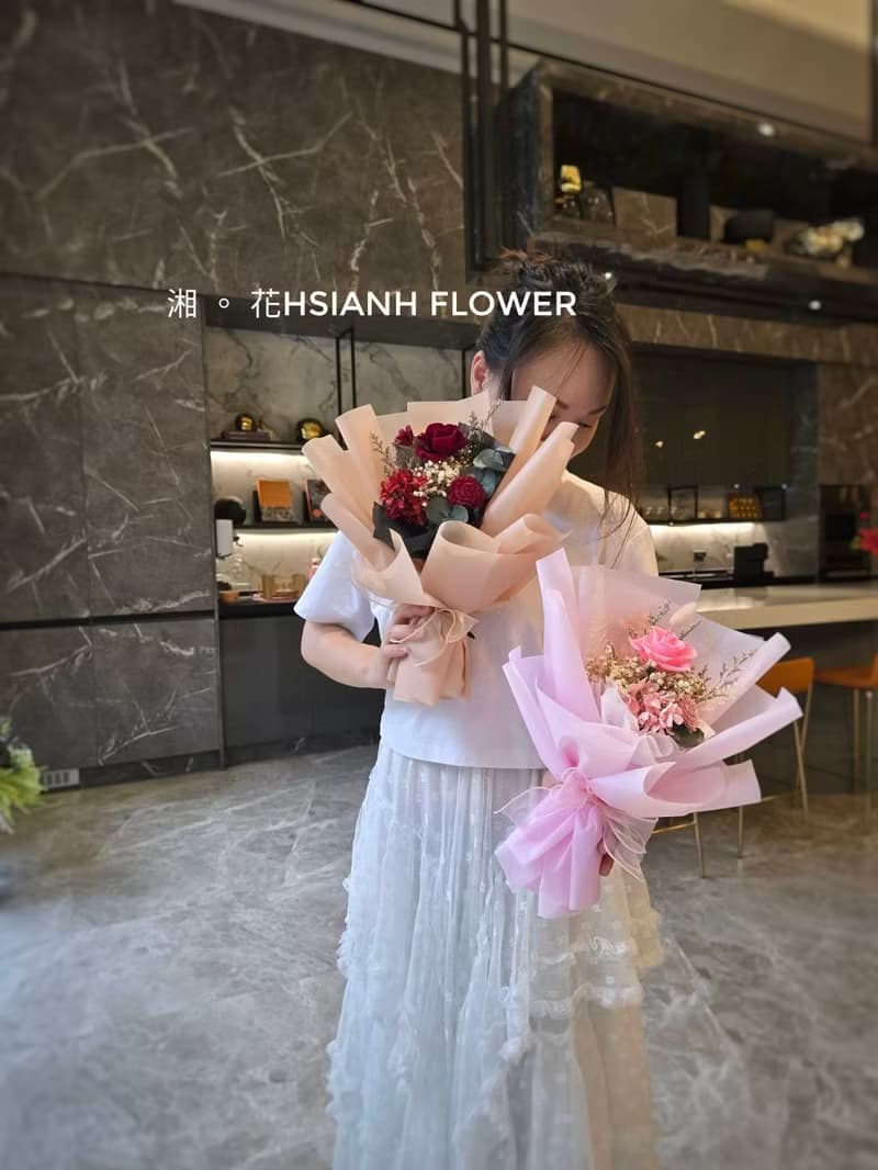 七夕永生玫瑰中花束