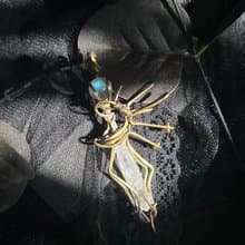 聖劍。白水晶-金屬編織項鍊-水晶-礦石-黃銅線