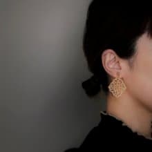 doily oval | 金屬線鉤織蕾絲耳飾