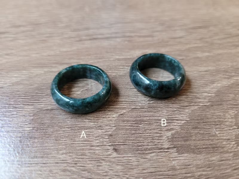 【親翠】天然翡翠 糯滿色俄料墨綠手指鐲12號戒圈 | 色美視覺感強