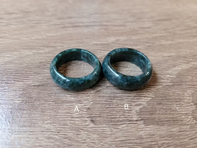 【親翠】天然翡翠 糯滿色俄料墨綠手指鐲12號戒圈 | 色美視覺感強