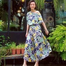 島嶼花卉不對稱上衣(藍)