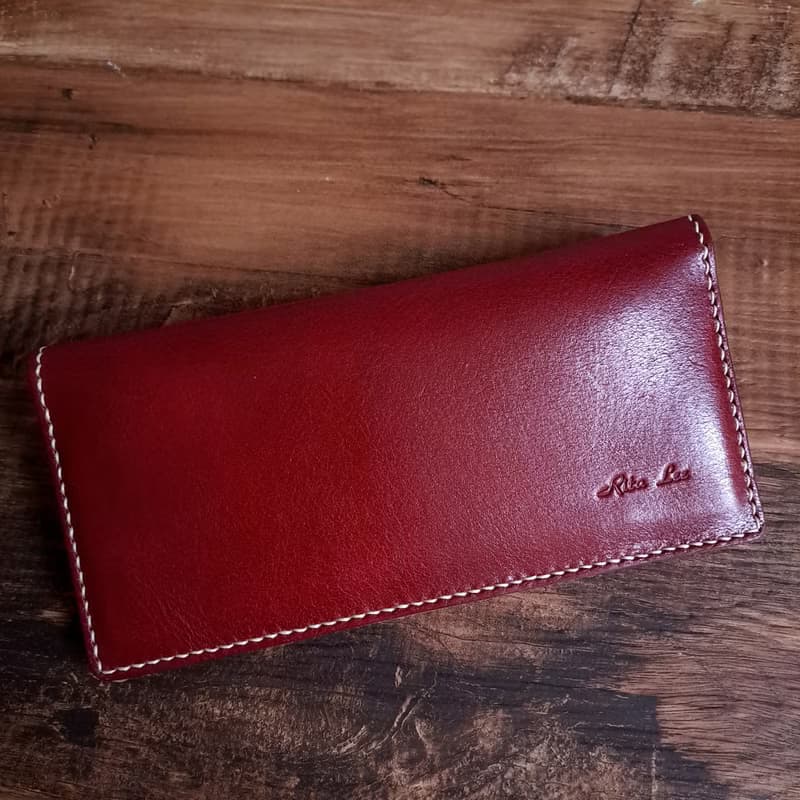 【開運錢包】mica at home簡約真皮長夾/紅色【義大利植鞣牛皮】