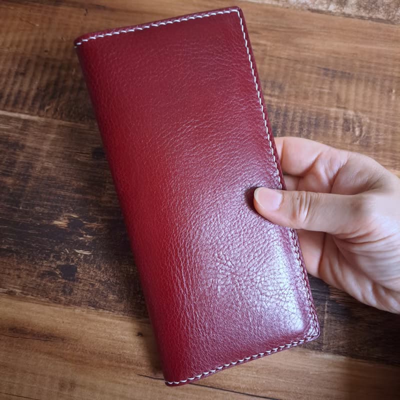 【開運錢包】mica at home簡約真皮長夾/紅色【義大利植鞣牛皮】