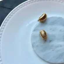 Vintage Gold Ripple Statement Earrings
