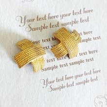 vintage jewelry  華麗緞金十字造型  夾式耳環