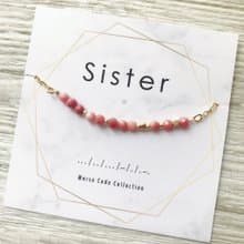 【天然石系列】摩斯密碼。Sister。姊妹。鍍金手鍊。閨蜜禮物