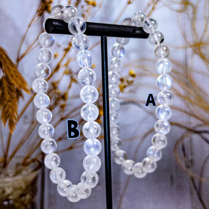 【斯里蘭卡透體藍月光石】5A顆顆透體帶效應|水晶手串 一物一拍