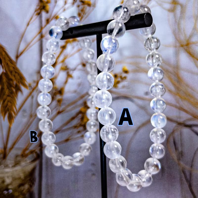 【斯里蘭卡透體藍月光石】5A顆顆透體帶效應|水晶手串 一物一拍