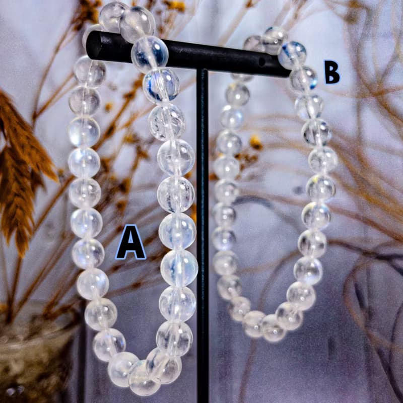 【斯里蘭卡透體藍月光石】5A顆顆透體帶效應|水晶手串 一物一拍