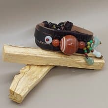 (Strip Agate) 瑪瑙配翡翠玉皮繩 - 招財保平安