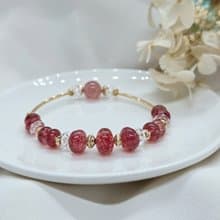 微笑莓果 草莓晶 白水晶 天然石手鍊