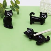French Cats Chopstick Rest Cute Black Cat Ceramic Cutlery Gift Present Kitchen