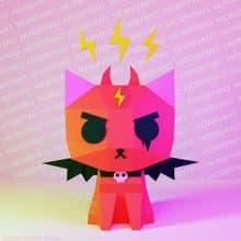 DIY Paper Devil Kitty Cat 3D Papercraft Printable PDF