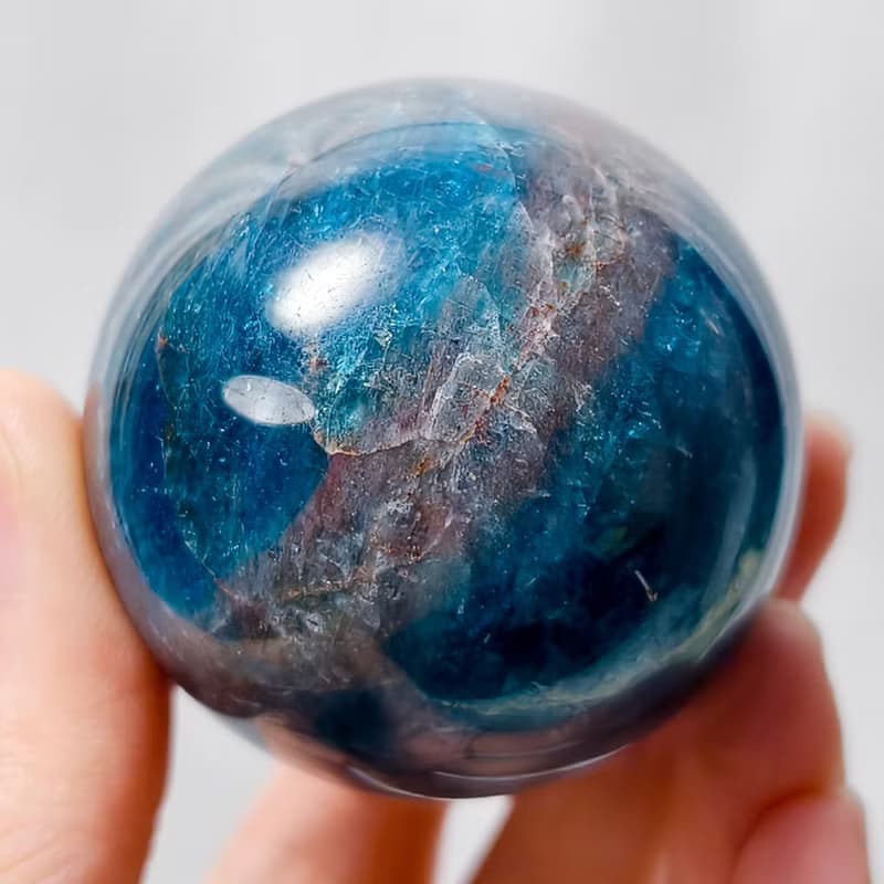 稀有藍磷灰石 紅色帶 晶球擺件 圓滿 收藏 有球必應 單品 禮物