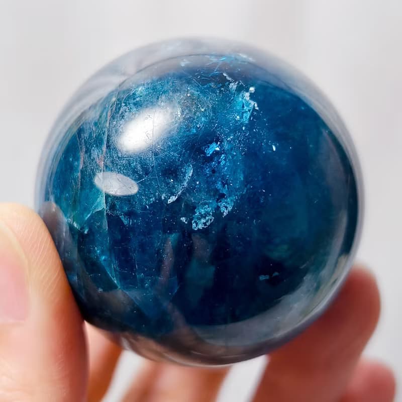 稀有藍磷灰石 紅色帶 晶球擺件 圓滿 收藏 有球必應 單品 禮物