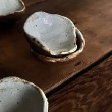 流白 手捏小茶杯 六入 | 陶器皿