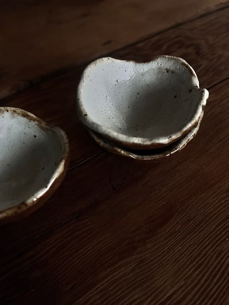 流白 手捏小茶杯 六入 | 陶器皿