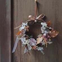 【聖誕禮盒】xuli.96 鄉村落葉紅花圈 永生花花圈