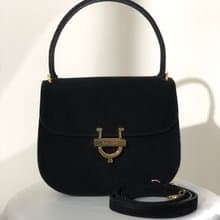 【 日本直送　名牌中古包 】CELINE セリーヌ ホースビット スエード 2way ハンドバッグ ブラック vintage ヴィンテージ 47tmub