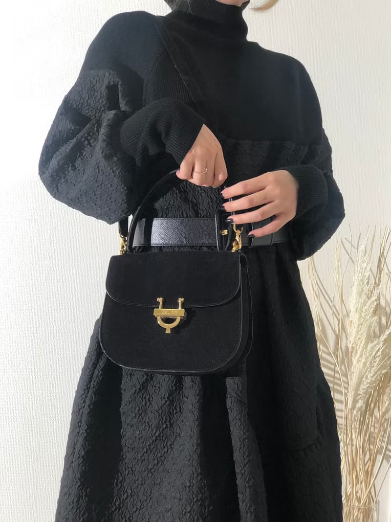 【 日本直送　名牌中古包 】CELINE セリーヌ ホースビット スエード 2way ハンドバッグ ブラック vintage ヴィンテージ 47tmub